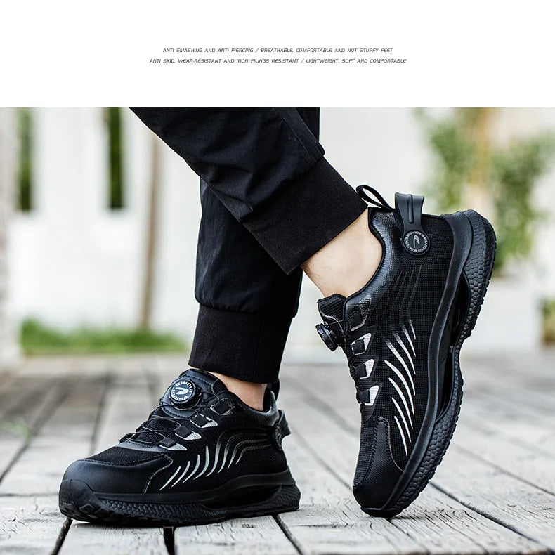 2026 Sicherheits Arbeitsschuhe Herren Drehknopf Arbeit Sneakers Unzerstörbare Schuhe Durchstichsichere Herren Sport Schuhe Stahlkappenschuhe