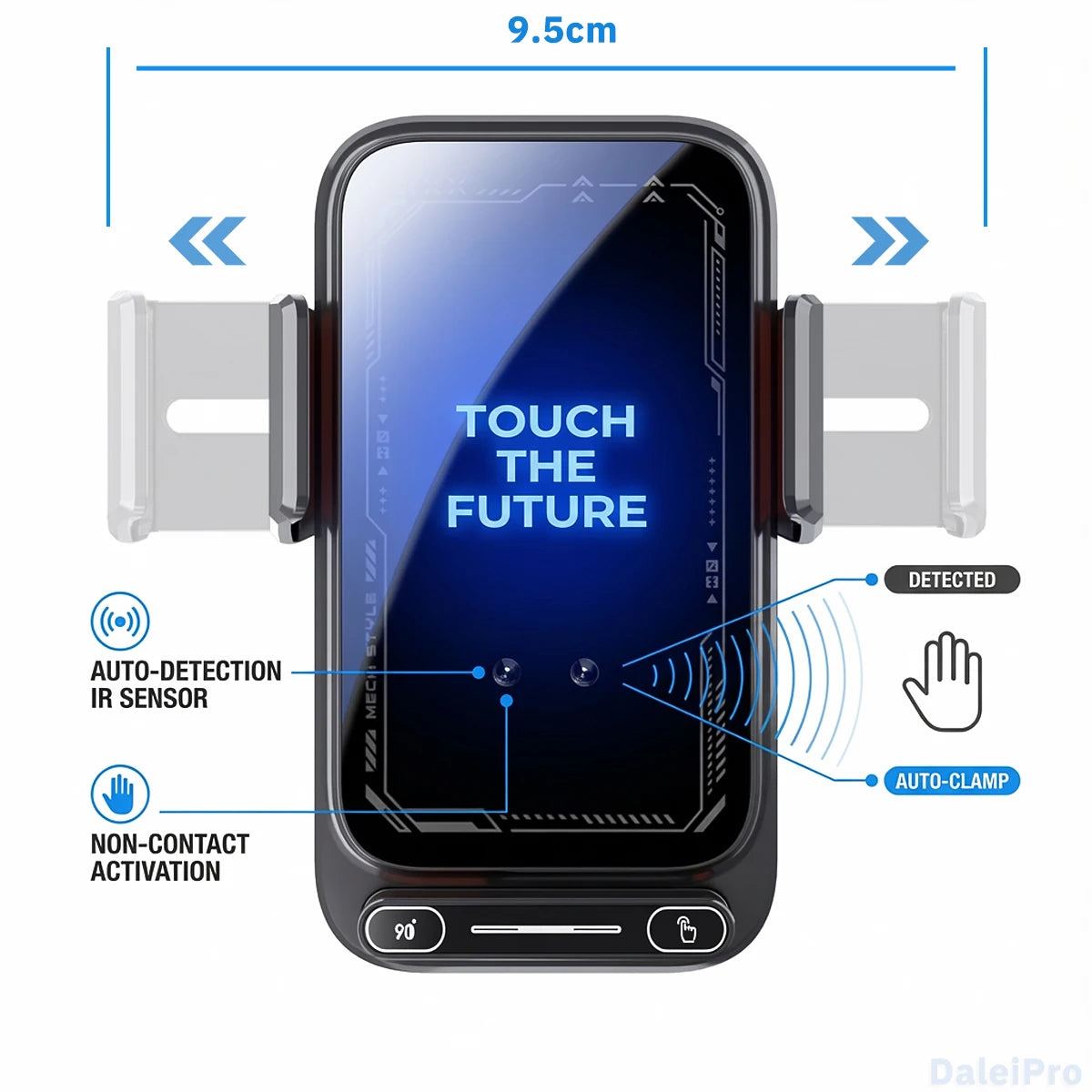 Car Phone Charger Phone Holder 15W Wireless & Wired Charger Auto Sensing One-Touch Release and Rotation Qi FCC ROHS Certified - Sun Studio