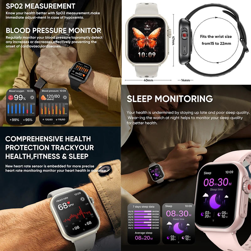 2025 New 1000mAh Battery Smart Watch For Men Women Bluetooth Call Heart Rate Monitor Watches IP68 Waterproof Sports Smartwatches - Sun Studio
