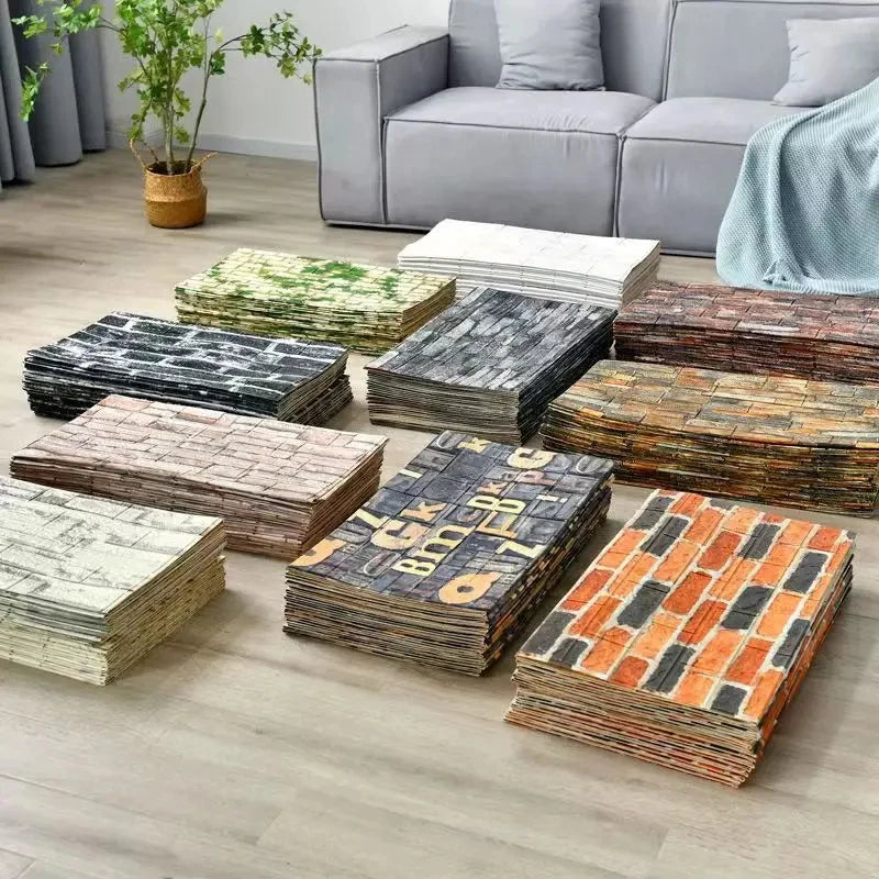 3D Self-Adhesive Wallpaper 70cm*1/5/10m Continuous Waterproof Brick Wall Stickers Living Room Bedroom Children's Room Home Decor - Sun Studio