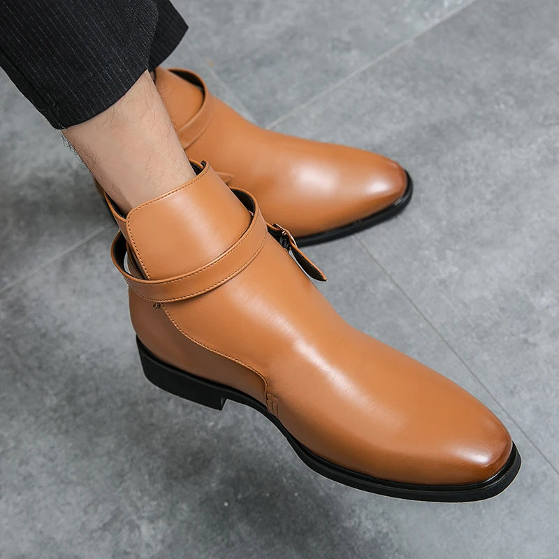 European Station New Men Pointed Chelsea Boot Side Buckle Casual Classic Size 38-48 Male Boots - Sun Studio