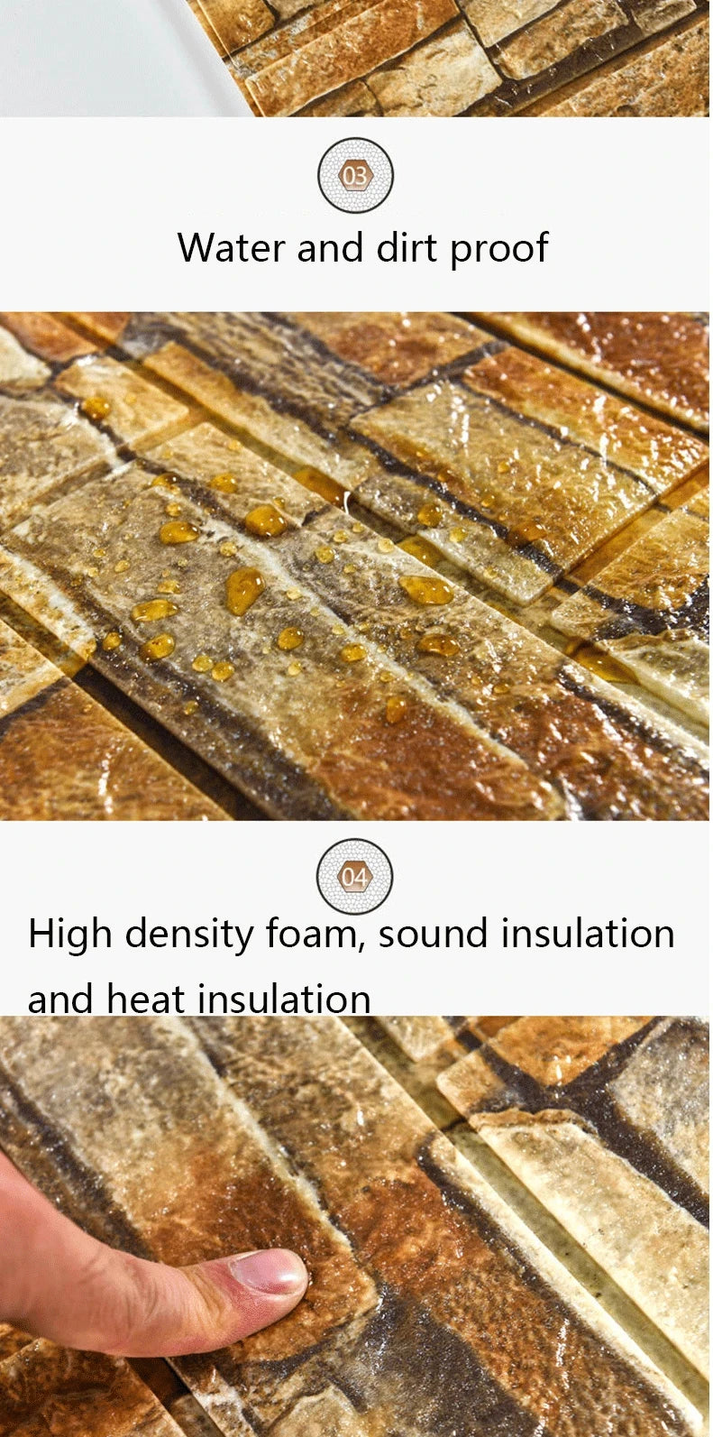 3D Self-Adhesive Wallpaper 70cm*1/5/10m Continuous Waterproof Brick Wall Stickers Living Room Bedroom Children's Room Home Decor - Sun Studio