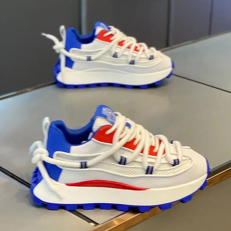 Chunky Sneaker Men Designer Running Shoes Fashion Casual Microfiber Leather Mesh Breathable Height Increased Flat Platform Shoes - Sun Studio
