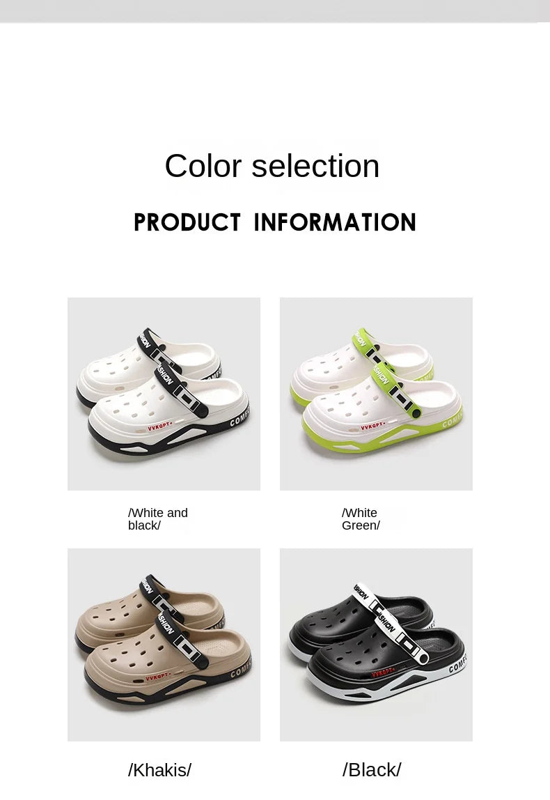 Summer new trend hole shoes outside wear cartoon fashion home home couples non-slip hole sandals beach Baotou slippers men's - Sun Studio