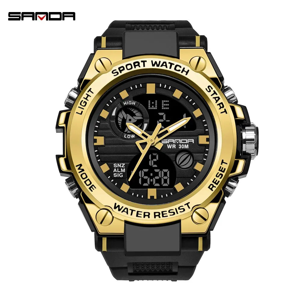 SANDA Top Luxus Uhren Männer Militär Armee Herren Uhr Wasserdichte Sport Armbanduhr Dual Display Uhr Männlich Relogio Masculino