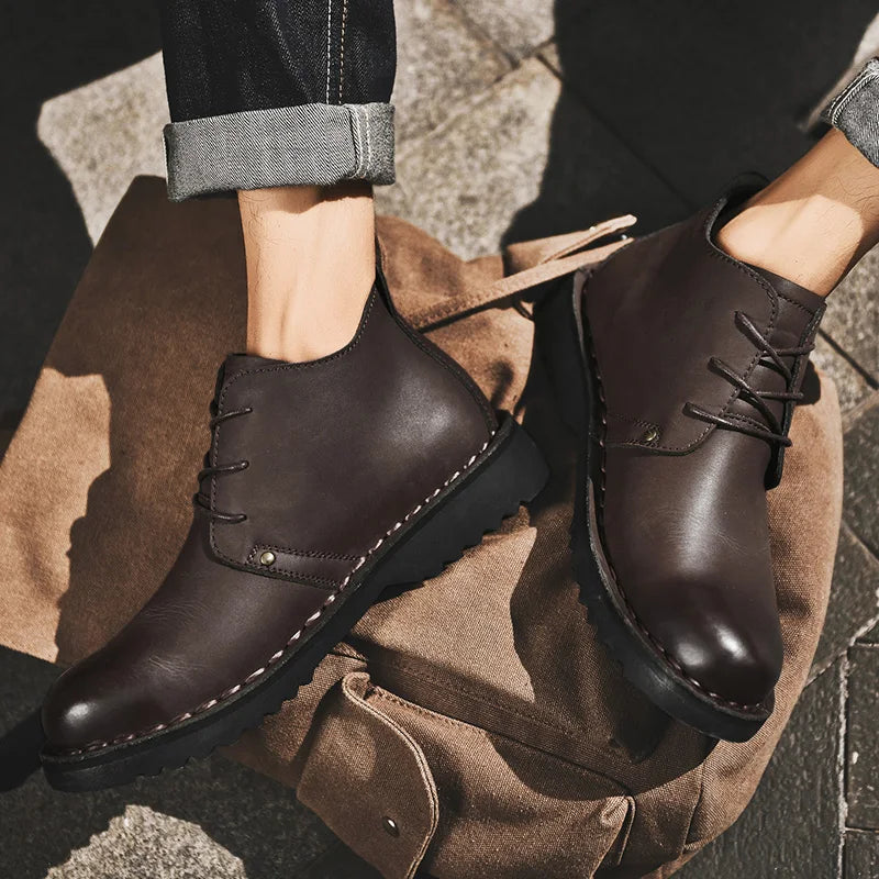 VIPOL Tooling Boots for Men Retro Leather Shoes Comfortable Platform Leisure Flats Classics Outdoor Leisure Men's Boot - Sun Studio