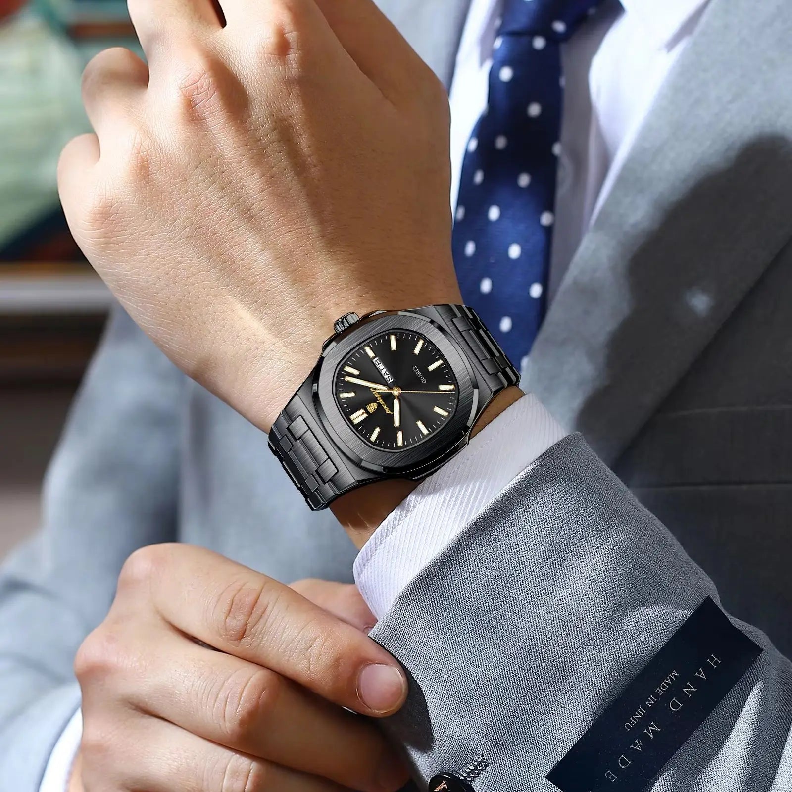 POEDAGAR Luxury Square Men's Watches Waterproof Luminous Date Week Men Watch Stainless Steel Fashion Quartz Man Wristwatch Reloj - Sun Studio