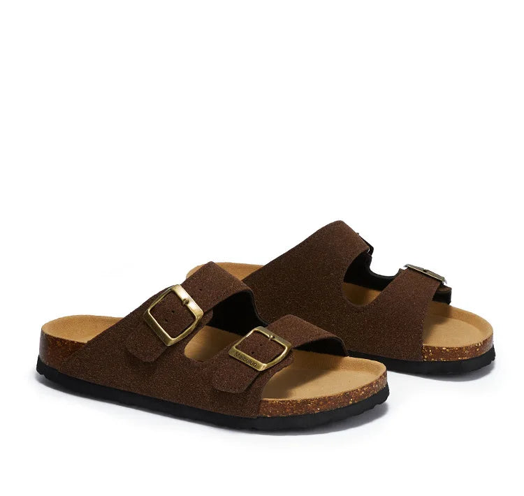 Sommer Kunstwildleder Leder Kork Hausschuhe Flip-Flops Frauen Männer Unisex Retro Tragen Müller Hausschuhe Mode Freizeit Strand Sandalen