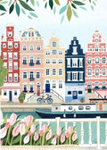 Holland Tulips Poster Santorini Positano Italy Amsterdam Travel City Poster Wall Art Canvas Painting Prints Europe Home Decor - Sun Studio