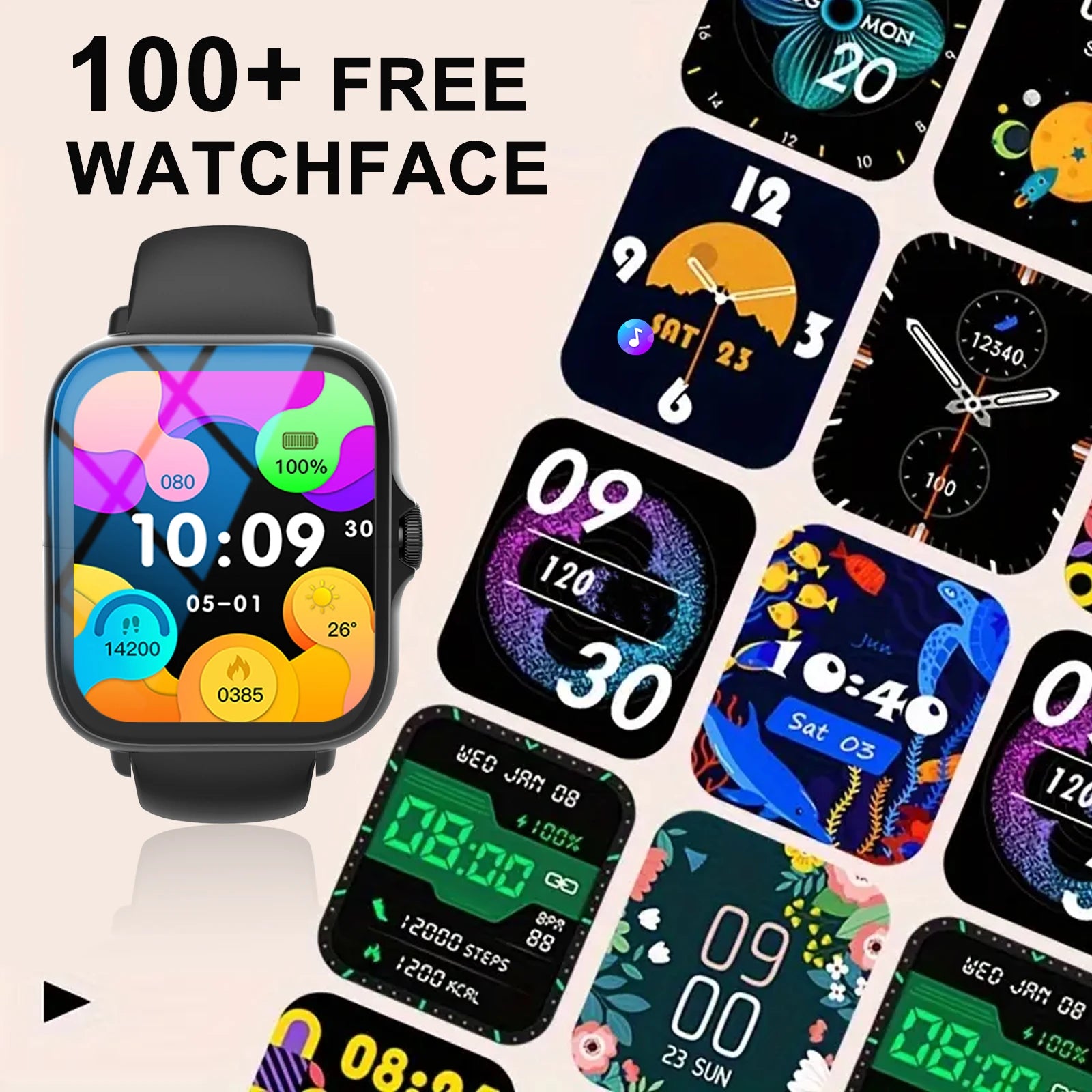 Smart watch, wireless calling /dial, Various APP Reminders,Suitable for men and women, sports watches,for iPhone/Andriod - Sun Studio