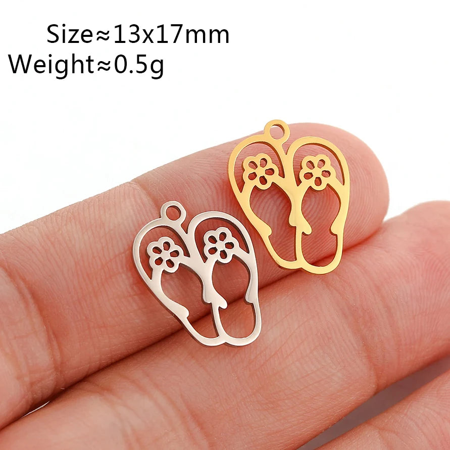 5Pcs Summer Hat/Lip Kiss/Swimsuit/Airplane Travel Charm  Stainless Steel Jewelry Making Craft DIY Bracelets Necklace Accessories - Sun Studio