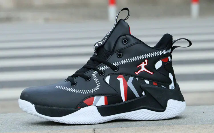 Brand Professional Men's White Red Blue Basketball Shoes Basketball Sneakers Anti-skid High-top Couple Man Basketball Boots - Sun Studio