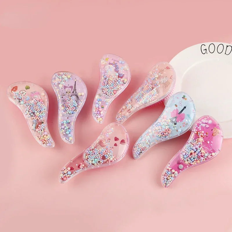 Cute Children Hairdressing Comb for Kids Anti-knot Massage Flowing Bead Hair Comb Children Girls Dress Up Makeups Toy Gifts - Sun Studio