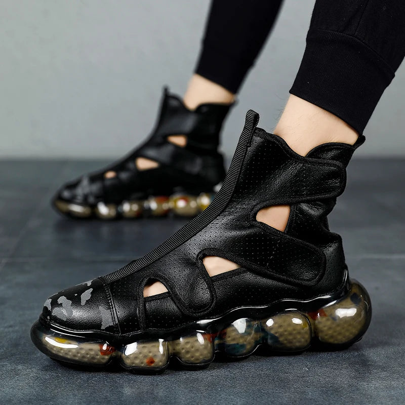 2023 Spring New Men's Casual Shoes Fashion Solid Color Shoes Outdoor Outsoles Breathable Light Comfortable High Top Man Sneakers - Sun Studio