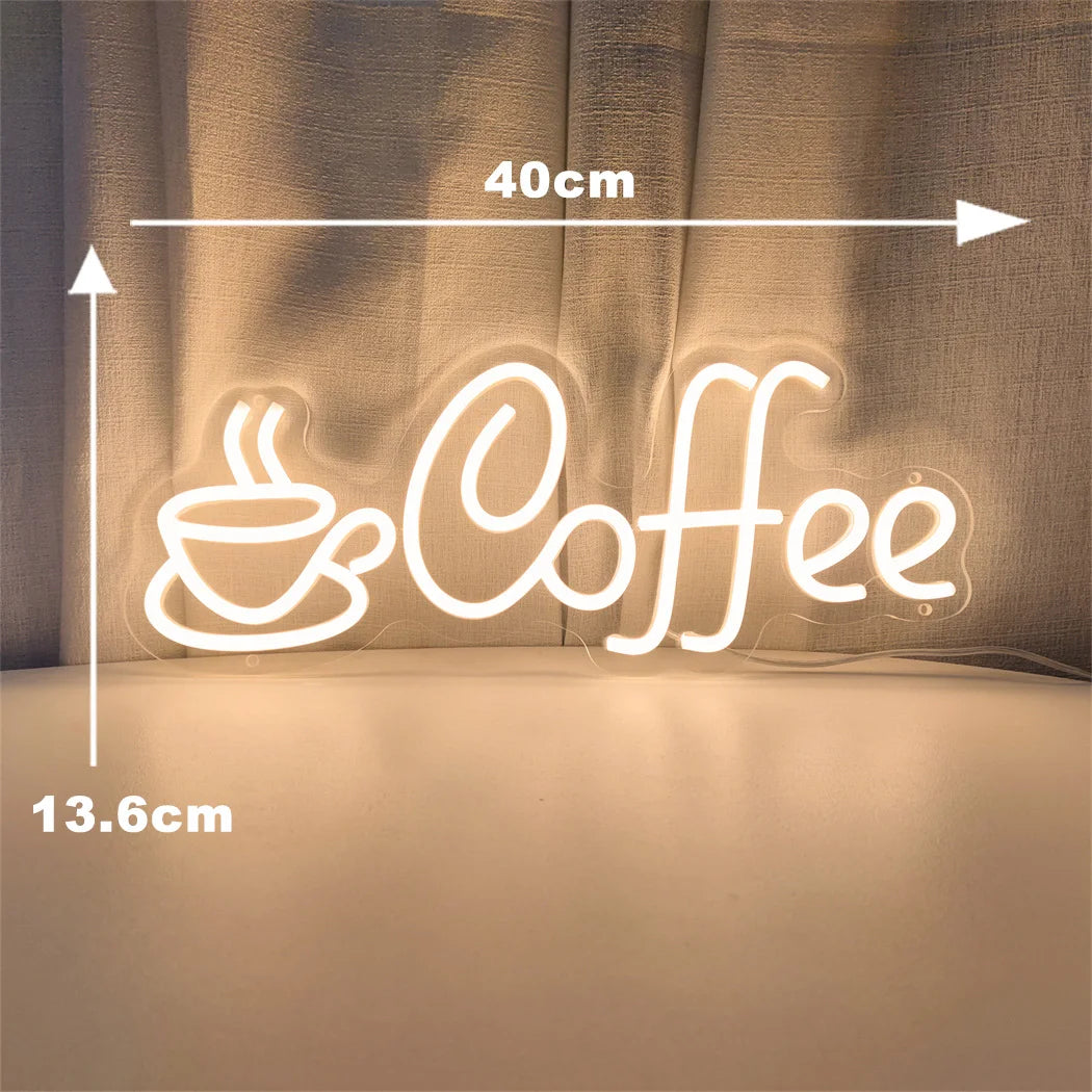 LED Coffee Neon Sign USB Powered Multipurpose Light for Bar Shop Home Decor Single Color Room Wall Signboard Hanging Neon Sign - Sun Studio