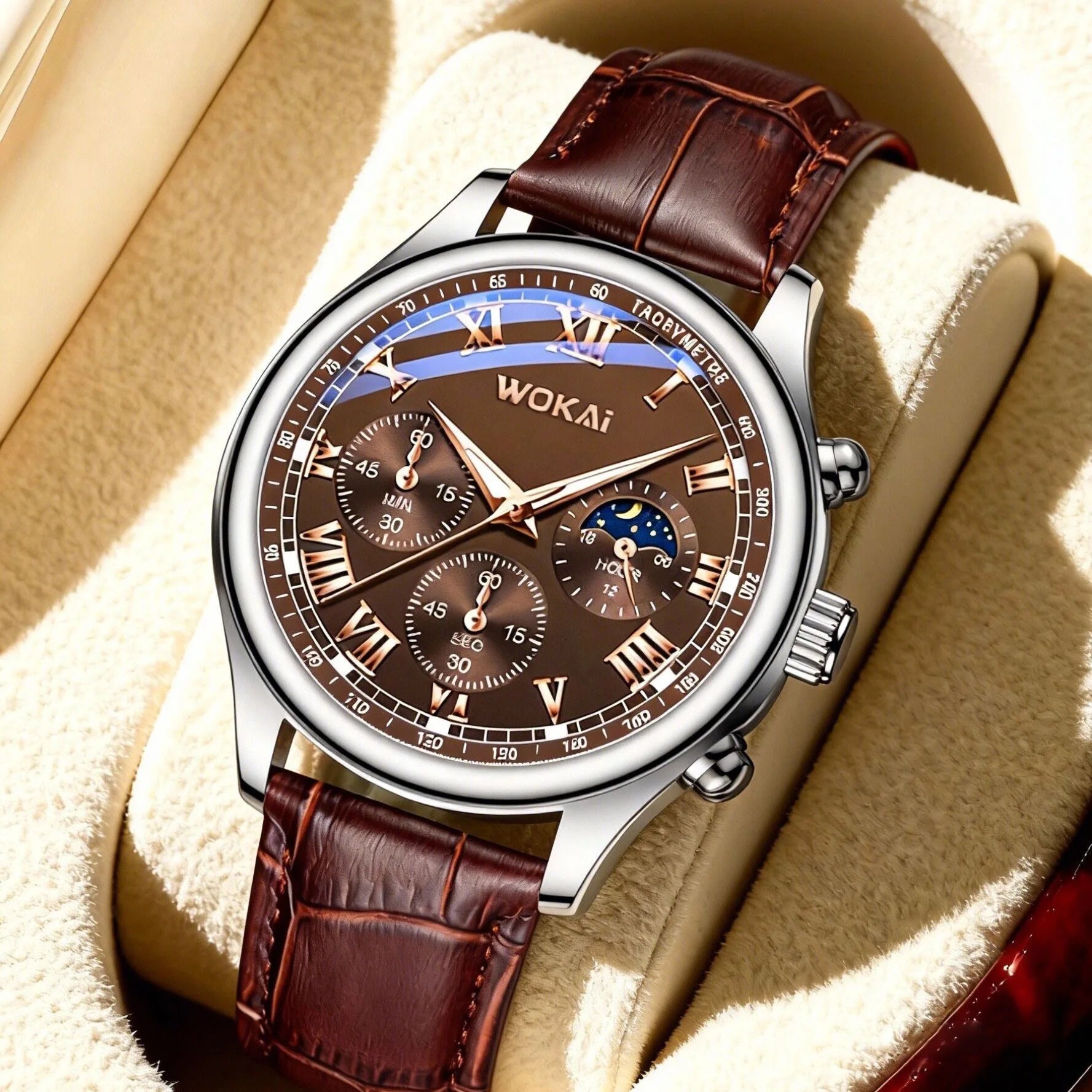 Luxury Men Business Watches Fashion Leather Strap Round Dial Male's Analog Quartz Wristwatch Reloj Hombre（Without Box） - Sun Studio