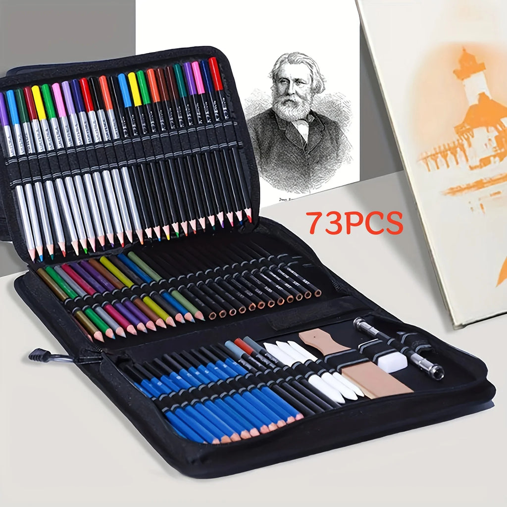 42/73/146 Pack Drawing Sketching Set, with 3-Color Sketchbook, Graphite, Charcoal Pencil, Ideal for Shading, Blending - Sun Studio