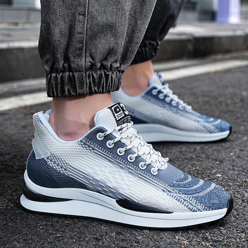 Men Sneakers Sports Lift  Height Increase Insole 6cm Mesh Plus Size 37-44 - Sun Studio