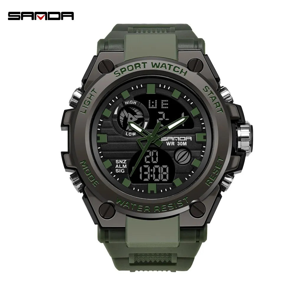SANDA Top Luxus Uhren Männer Militär Armee Herren Uhr Wasserdichte Sport Armbanduhr Dual Display Uhr Männlich Relogio Masculino
