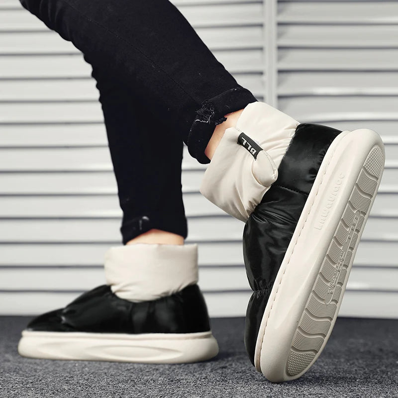 Outdoor Plüsch Warme Herren Schneestiefel Winter Paar Baumwollschuhe Daunen Rutschfeste Wasserdichte Mode Kinder Schuhe Slip-On Weiche Sneakers