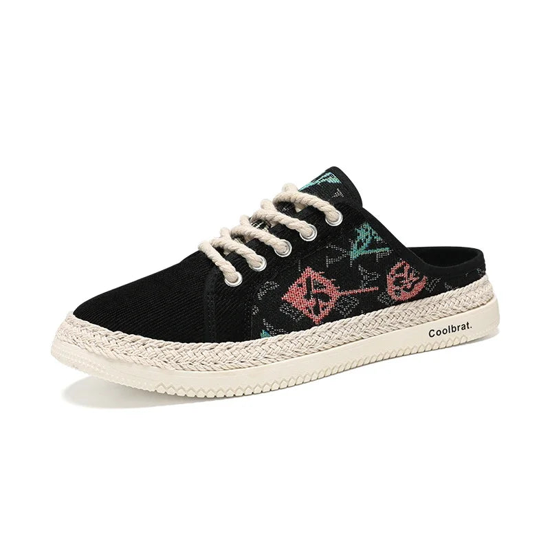 Summer New Canvas Men's Casual Shoes Men Half Slippers Breathable Walking Sneakers Comfortable Non-slip Male Flats Lazy Shoes - Sun Studio