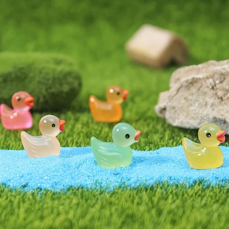Luminous Duckling Cute Animal Ornament diy Car Ornament Bedroom Decoration Accessories Micro Landscape Ornament 100Pcs - Sun Studio
