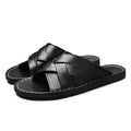 Handmade Leather Slippers for Men 2025 New Beach Summer Walking Shoes Slip on Light Male Flats Men Flip-flops Outdoor Half Drag - Sun Studio