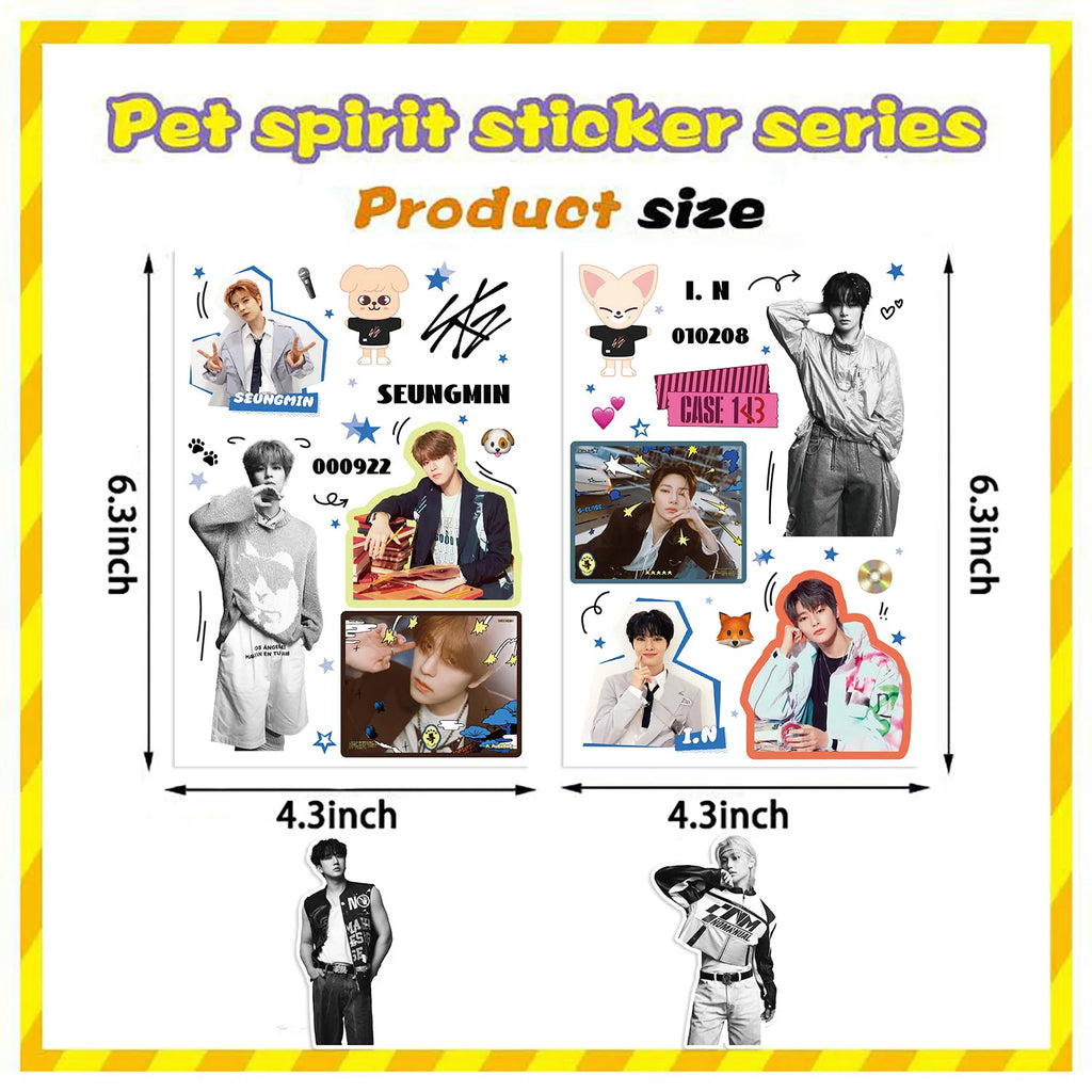 8PCS Kpop Skz Series Stickers Hand Account Skz Team DIY Sticker Notebook Skateboard Waterproof Sticker - Sun Studio