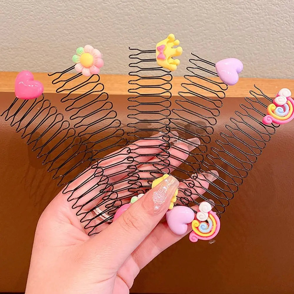 Kids Spring Hair Comb Cartoon Invisible Comb Teeth Extra Hair Holder Sweet U Shape Hair Styling Comb Fixed Combs Girls Hair Wear - Sun Studio