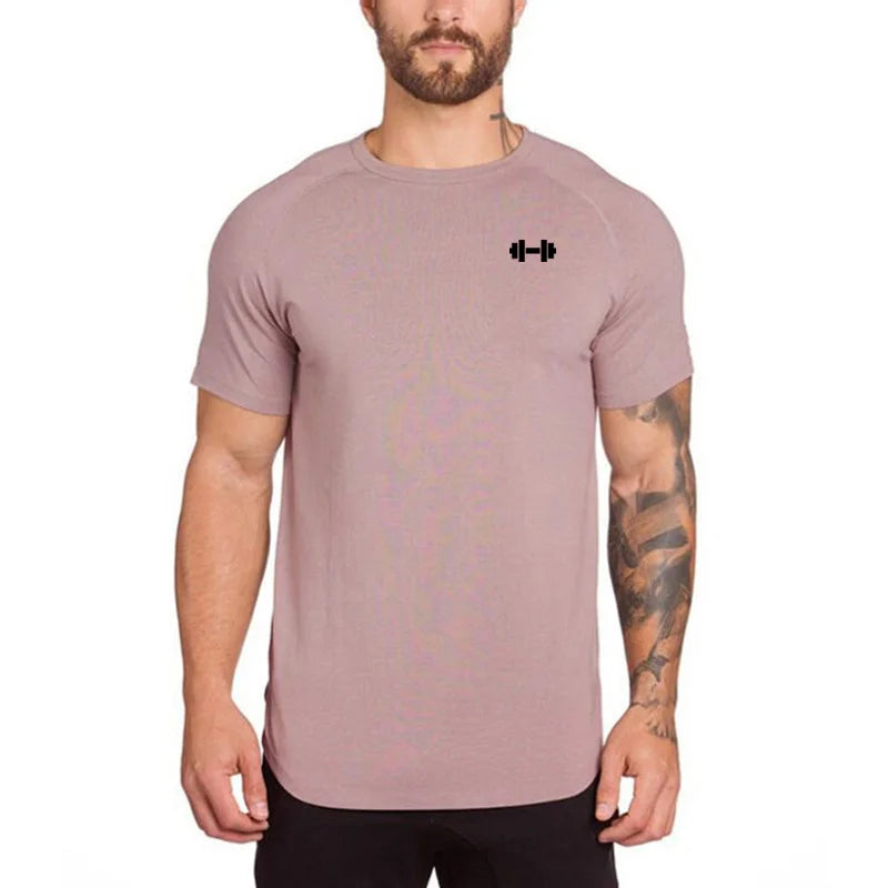 Gym Bodybuilding Workout Clothing Sportswear Mens Casual Short-sleeved Cotton Shirts Summer Fitness Breathable Slim Fit T-Shirts - Sun Studio