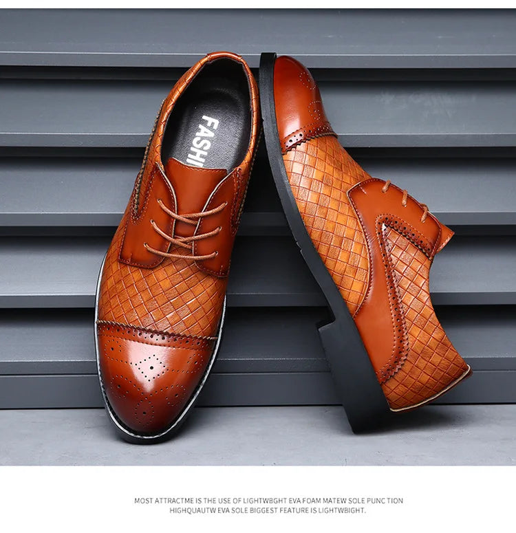 Genuine Leather Mens Dress Shoes Black Formal Social Shoe Male Business Wedding Derby for Man Luxury Italian Work Oxford Loafers - Sun Studio
