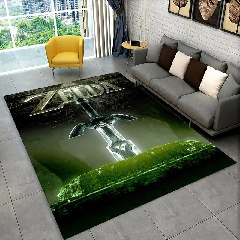 Classic Game Z-Zelda Cartoon Link Carpet Rug for Playroom Bedroom Living Room Sofa Home Decor,kid Area Rug Non-slip Floor Mat - Sun Studio