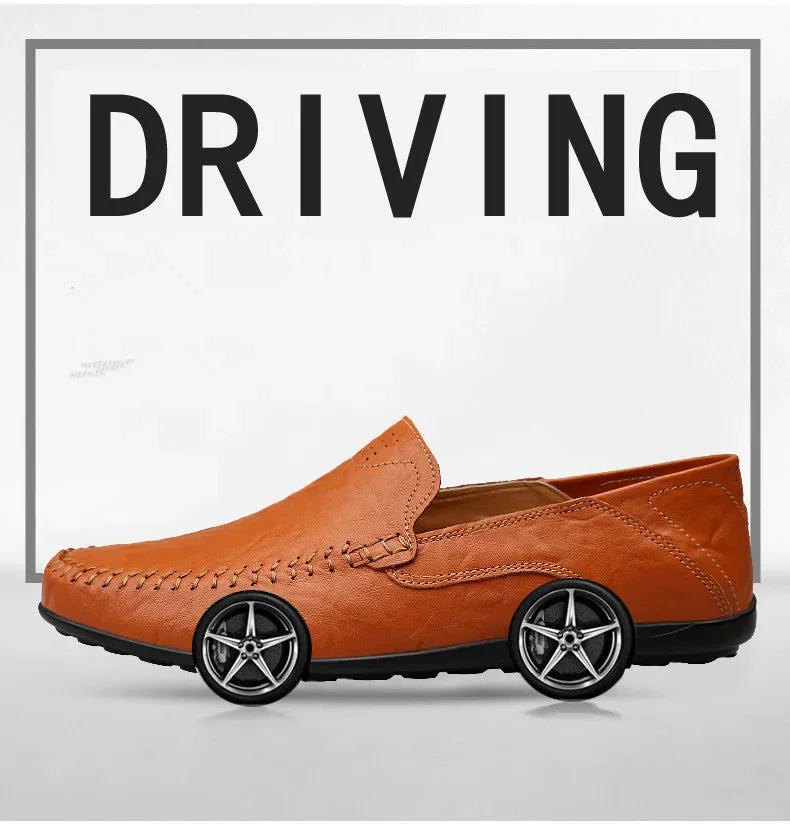 Genuine Leather Men Casual Shoes Luxury Brand Designer Men Loafers Moccasins Breathable Slip on Male Boat Shoes Plus Size 37-47 - Sun Studio