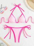 Sexy Micro Bikini 2025 Women Pink Blue Contrast Push Up Tie Side Thong Swimsuit Brazilian Beach Bandage Bathing Suit Swimwear - Sun Studio