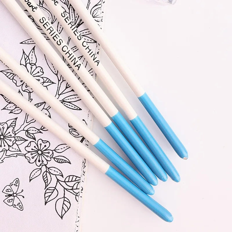 Artist Paint Brush 6 Pcs Set Thin Pen Extra Long Fine Point Liner Tip #000#00#0#1#2#3, Scale Models Nail Acrylic Oil Watercolor - Sun Studio