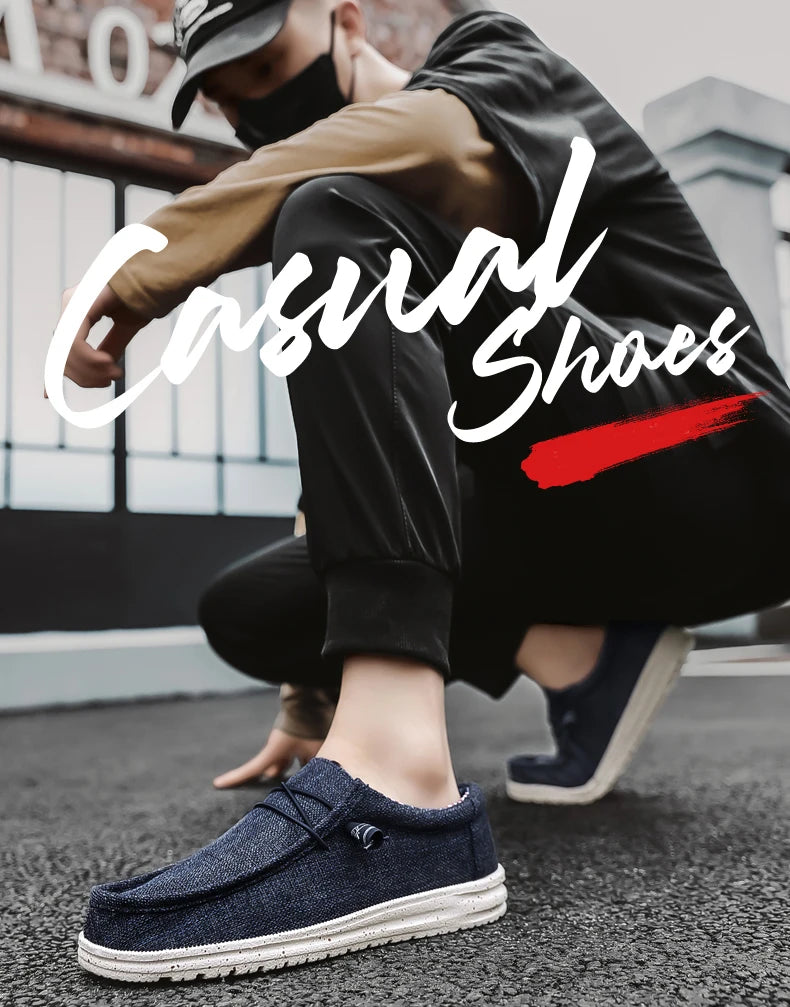 Men Casual Canvas Shoes Mens Loafers Breathable Slip on Flats Male Vulcanized Shoes Driving Shoes Plus Size 47 Walking Sneakers - Sun Studio