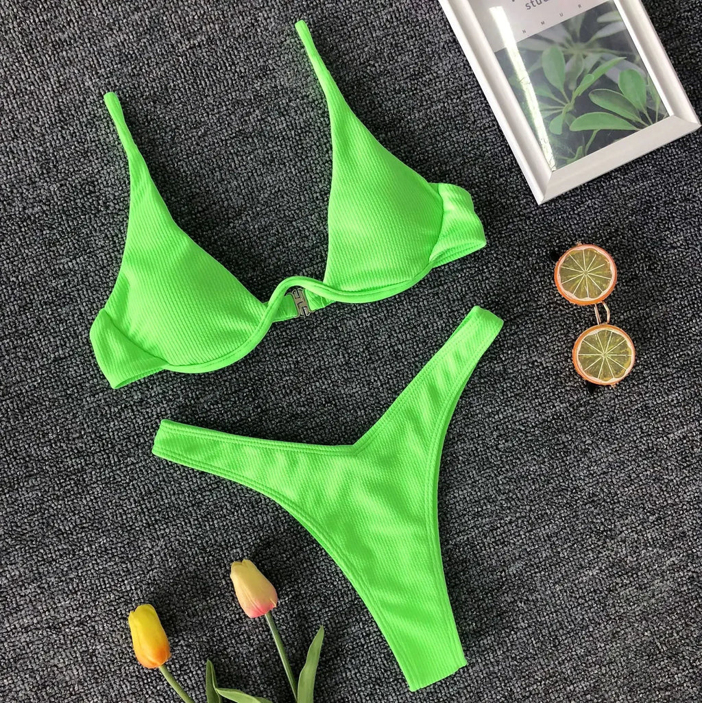 sexy mini thong micro bikinis sets swimsuit beachwear lady's underwired push up underwired swimwear bather bathing suits biquini - Sun Studio