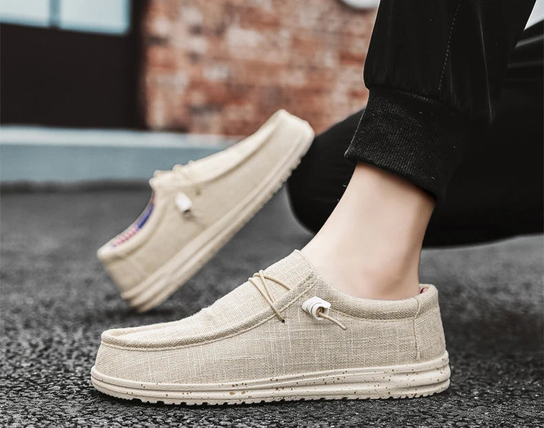 Men Casual Canvas Shoes Mens Loafers Breathable Slip on Flats Male Vulcanized Shoes Driving Shoes Plus Size 47 Walking Sneakers - Sun Studio