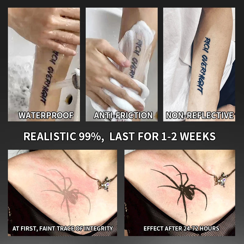 Spider Waterproof Temporary Tattoo Stickers, Long-lasting Waterproof for One to Two Weeks, For Arm, Leg. - Sun Studio