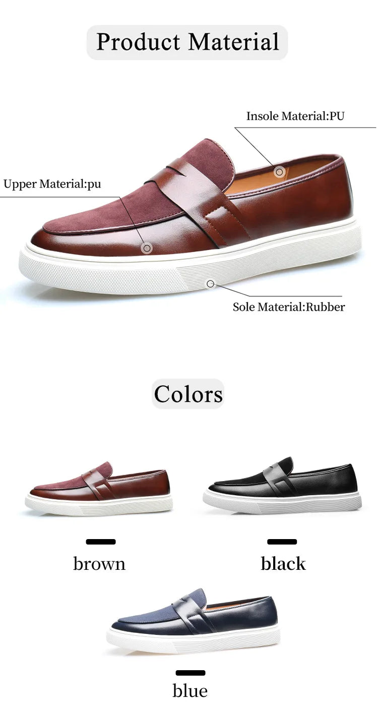 Newest 2025 Autumn Men Suede Leather Loafers Thick Sole Men Slip On Platform Black Party Shoes - Sun Studio