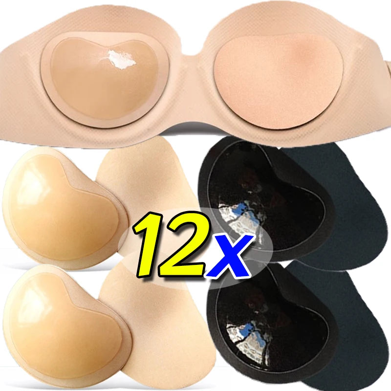Sticky Chest Pad Push Up Bra Thicker Sponge Bra Pads Breast Lift Up Enhancer Silicone Removeable Inserts Swimsuit Invisible Bra - Sun Studio