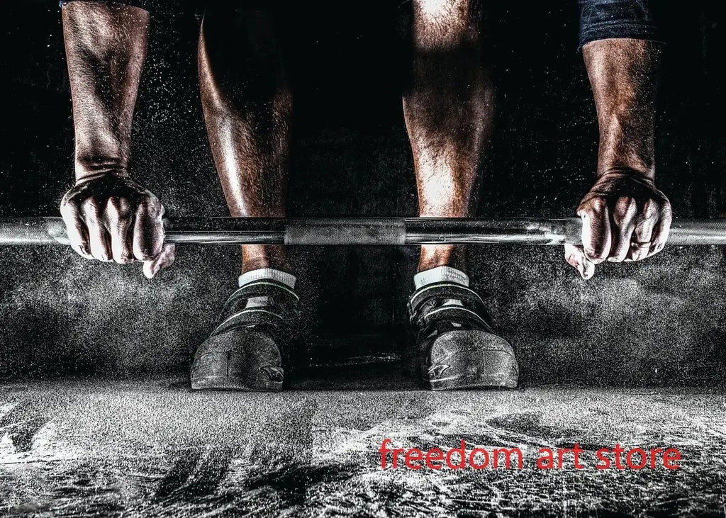 Gym Motivation Muskelmann Bodybuilding Fitness Stärke Langhantel Kunstposter Leinwanddruck Wandbild für Home Gym Dekor