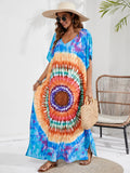 Kaftan Dresses for Women Plus Size Tie Dye Batwing Sleeve Caftans Swimsuit Coverup Maxi Dress Loungewear - Sun Studio