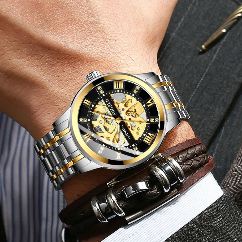 Bindond Mens Automatic Mechanical Watches Top Brand Luxury Stainless Steel Waterproof Hollow Male Wristwatches Relogio Masculino - Sun Studio