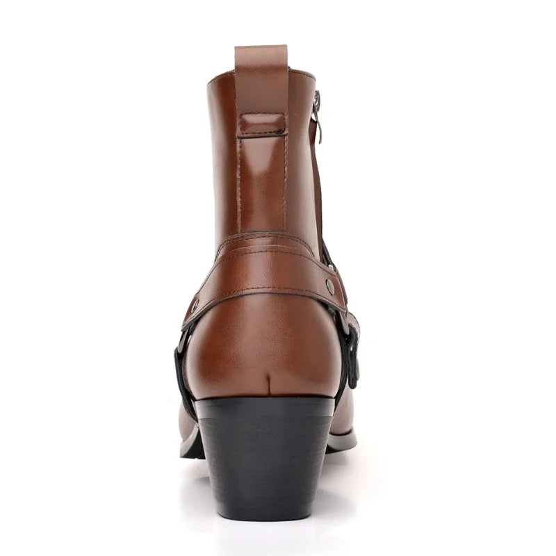 Men's Boots Fashion Designer Chelsea Boots Luxury High Quality Men Cowboy Boots Black Brown Zip Wedding Office Dress Shoes Male - Sun Studio