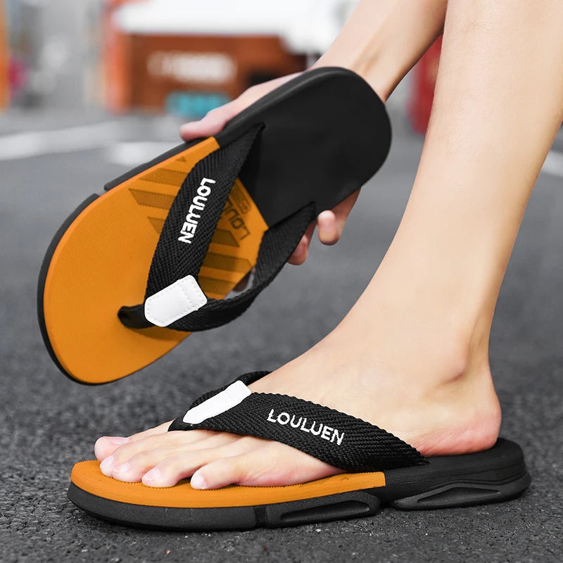 [Farbblockierte Flip Flops] Bequeme farbblockierte Flip Flops - Herren rutschfeste Freizeit Gummiboden EVA Flip Flops, geeignet f