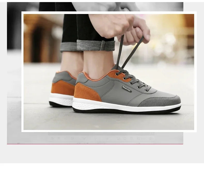 YRZL Men Shoes Spring Autumn Waterproof Walking Sneakers Leisure Male Leather Sports Shoes Non-Slip Footwear Tennis for Men - Sun Studio
