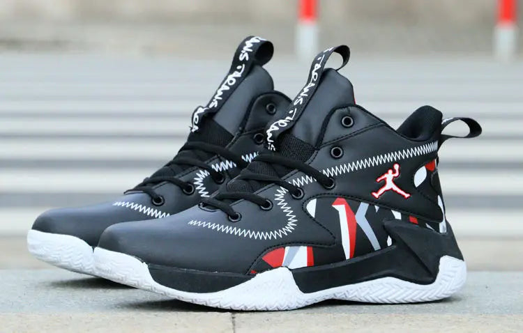 Brand Professional Men's White Red Blue Basketball Shoes Basketball Sneakers Anti-skid High-top Couple Man Basketball Boots - Sun Studio