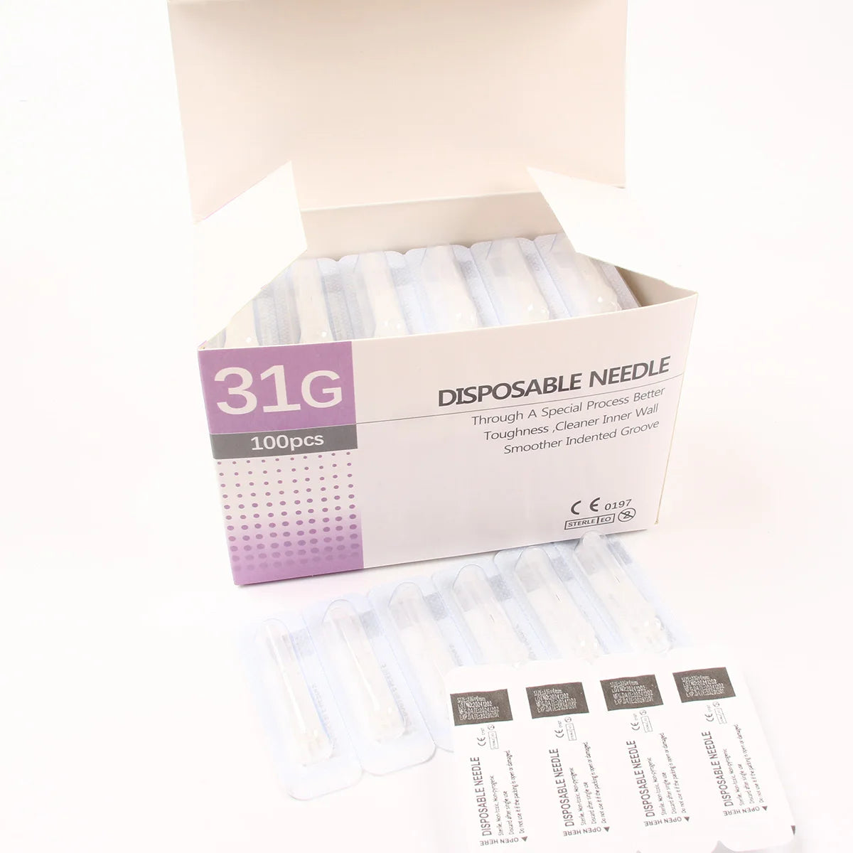 100Pcs/Box Tattoo Small Painless Beauty Needle 30G13MM 32G4MM 34G8MM 29G13MM Superfine Sterile Injector Needle Eyelid Tools - Sun Studio