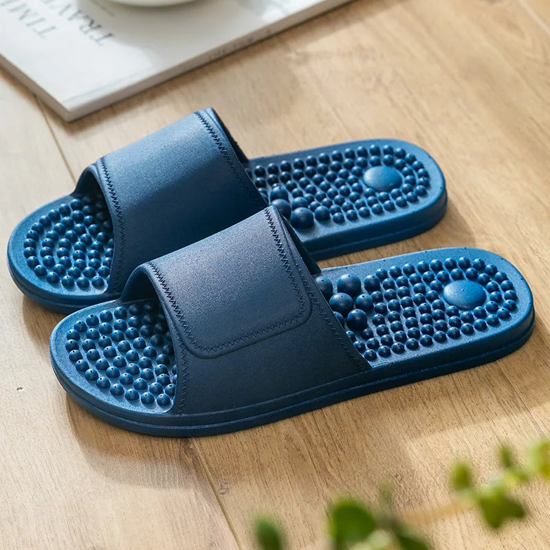 Women Men Foot Massage Slippers Indoor Bathroom Non-slip Soft Slides Comfort Flats Couples Home Relief Feet Health Care Shoes - Sun Studio